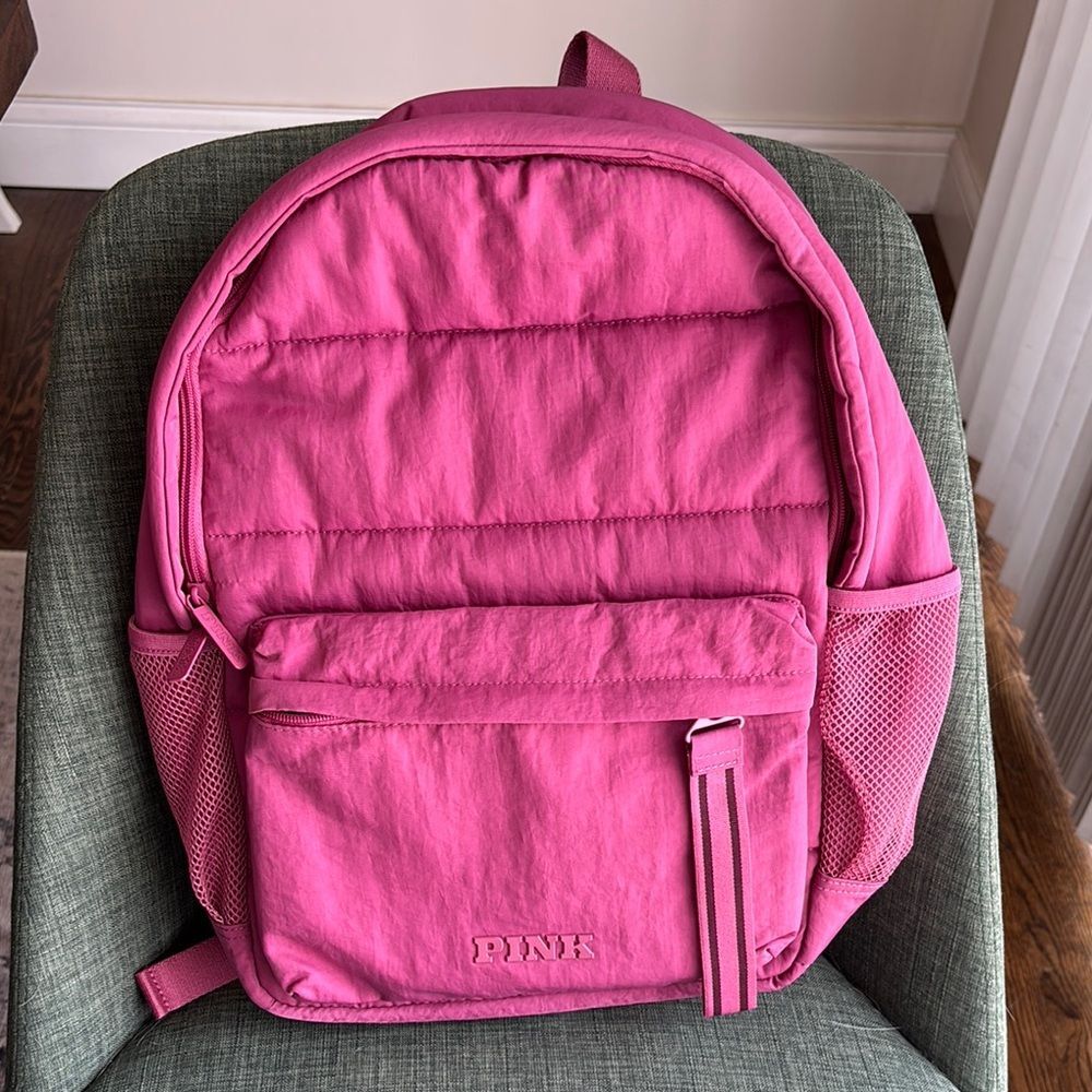 Victoria’s Secret Pink quilted rose my pink Backpack bag travel school NWOT! - Picture 6 of 15